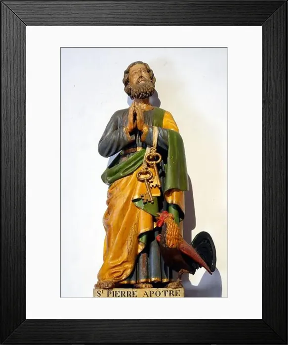 Framed Print : Saint Peter the apostle and the rooster. France. France Framed Print : Saint Peter the apostle and the rooster. France. France