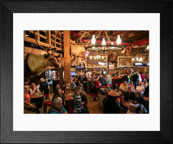 Framed Print : USA, Alaska, Juneau, individuals gather and dine inside of the Red Dog Saloon in downtown Juneau Framed Print : USA, Alaska, Juneau, individuals gather and dine inside of the Red Dog Saloon in downtown Juneau