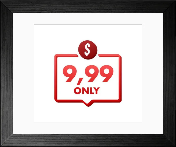 Framed Print : Discount sticker. Template with 99 only Framed Print : Discount sticker. Template with 99 only