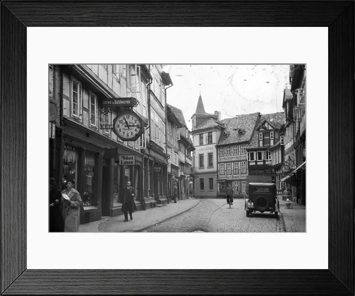 Framed Print : historical image of Hildesheim or Braunschweig, Germany, 1930s, it is a Black and white image with scratches Framed Print : historical image of Hildesheim or Braunschweig, Germany, 1930s, it is a Black and white image with scratches