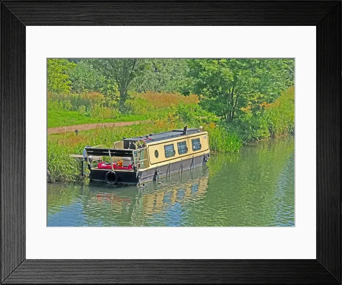 Framed Print : Ware Narrow Boat on River Lea Hertfordshire Framed Print : Ware Narrow Boat on River Lea Hertfordshire