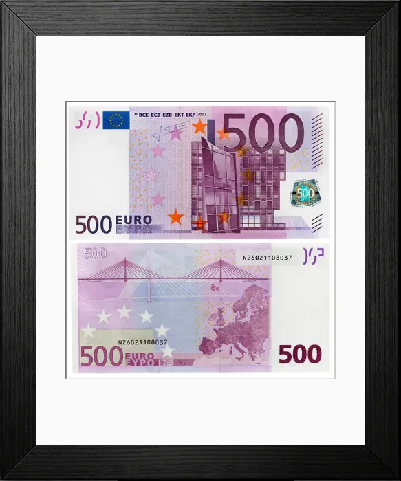 Framed Print : 500 Euro banknote, 2002 Framed Print : 500 Euro banknote, 2002