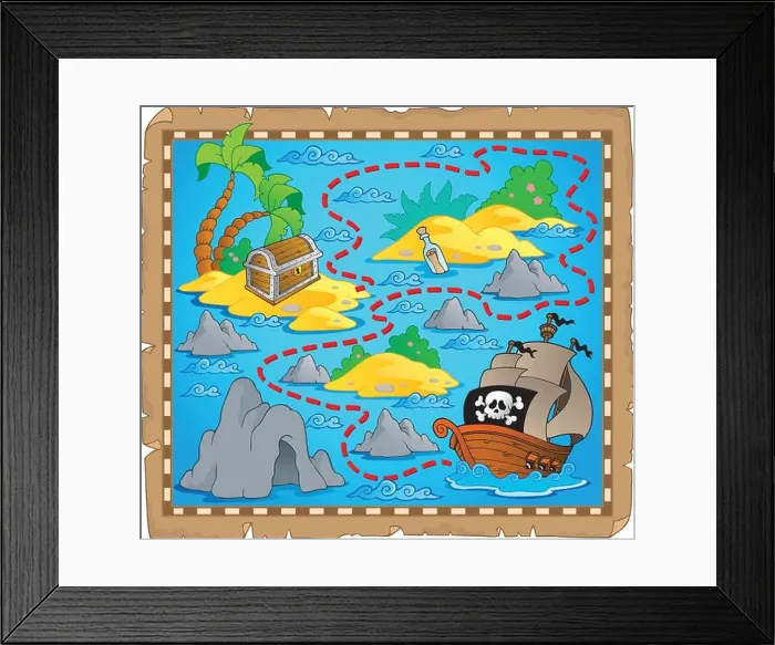 Framed Print : Treasure map theme image 3 Framed Print : Treasure map theme image 3