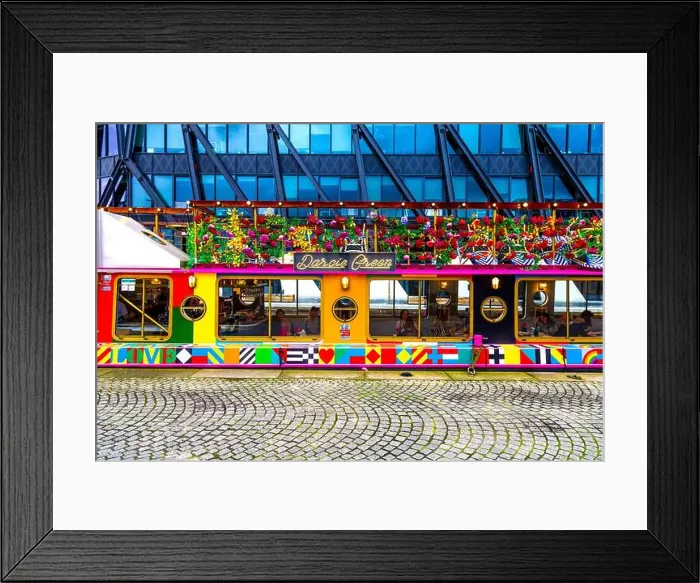 Framed Print : Darcie & May Green cafe restaurant on a barge in Paddington, London, UK Framed Print : Darcie & May Green cafe restaurant on a barge in Paddington, London, UK