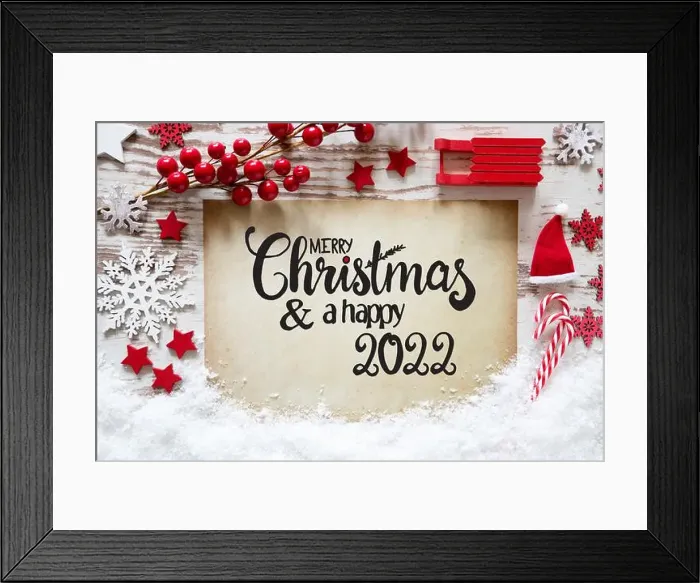 Framed Print : Bright Red Christmas Decoration, Paper, Merry Christmas And A Happy 2022 Framed Print : Bright Red Christmas Decoration, Paper, Merry Christmas And A Happy 2022