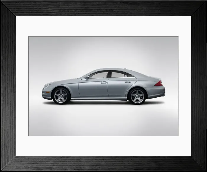 Framed Print : 2008 Mercedes-Benz CLS-Class CLS550 in Silver - Drivers Side Profile Framed Print : 2008 Mercedes-Benz CLS-Class CLS550 in Silver - Drivers Side Profile