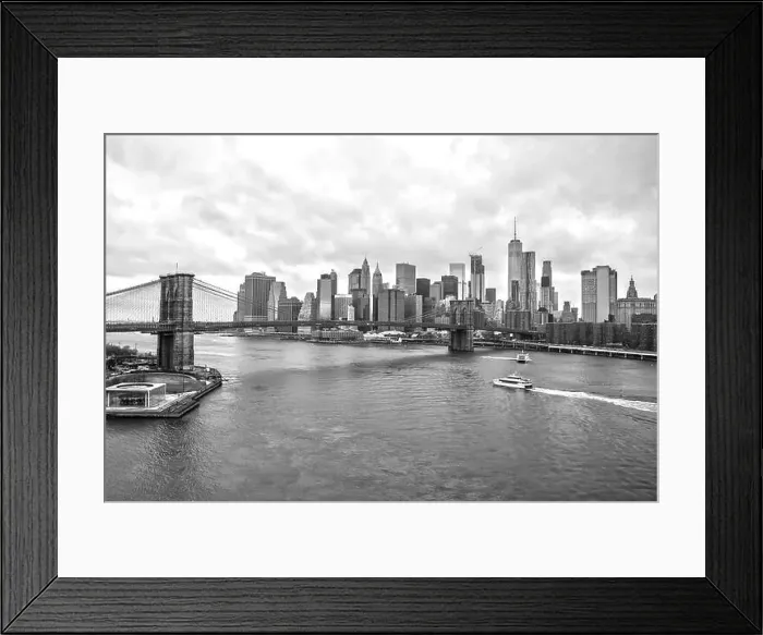 Framed Print : New York Skyline from Manhattan Bridge Black and White Framed Print : New York Skyline from Manhattan Bridge Black and White