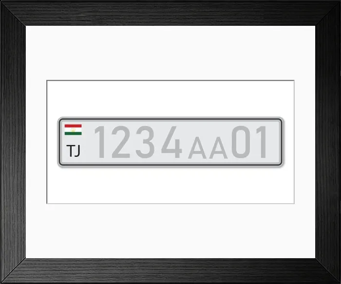 Framed Print : Car number plate. Vehicle registration license of Tajikistan. European Standard sizes Framed Print : Car number plate. Vehicle registration license of Tajikistan. European Standard sizes