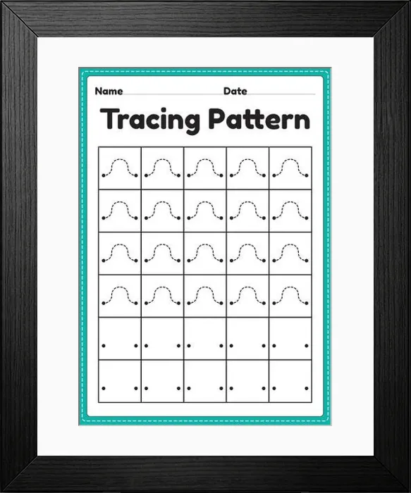 Framed Print : Tracing pattern wave lines worksheet for kindergarten Framed Print : Tracing pattern wave lines worksheet for kindergarten