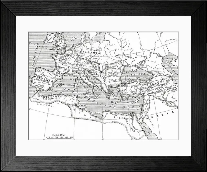 Framed Print : Map of the Roman Empire 14 AD - 117 AD. From Hutchinson's History of the Nations, published 1915 Framed Print : Map of the Roman Empire 14 AD - 117 AD. From Hutchinson's History of the Nations, published 1915