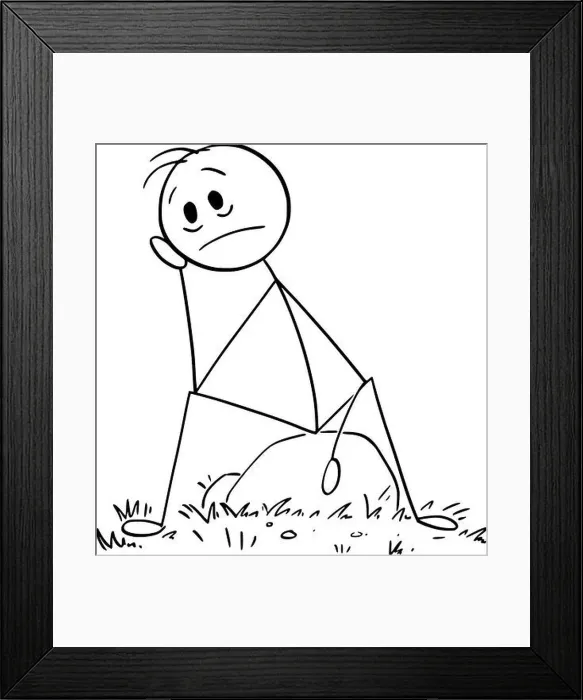 Framed Print : Sad, Unhappy or Frustrated Person, Vector Cartoon Stick Figure Illustration Framed Print : Sad, Unhappy or Frustrated Person, Vector Cartoon Stick Figure Illustration