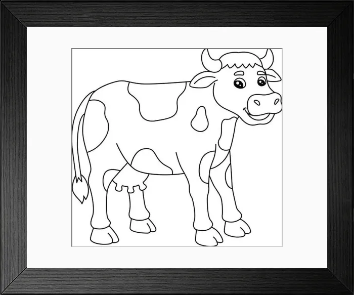 Framed Print : Cow Coloring Page Isolated for Kids Framed Print : Cow Coloring Page Isolated for Kids