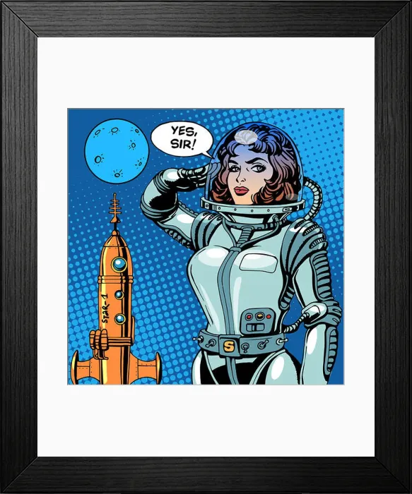 Framed Print : Woman astronaut captain of a spaceship science fiction Framed Print : Woman astronaut captain of a spaceship science fiction