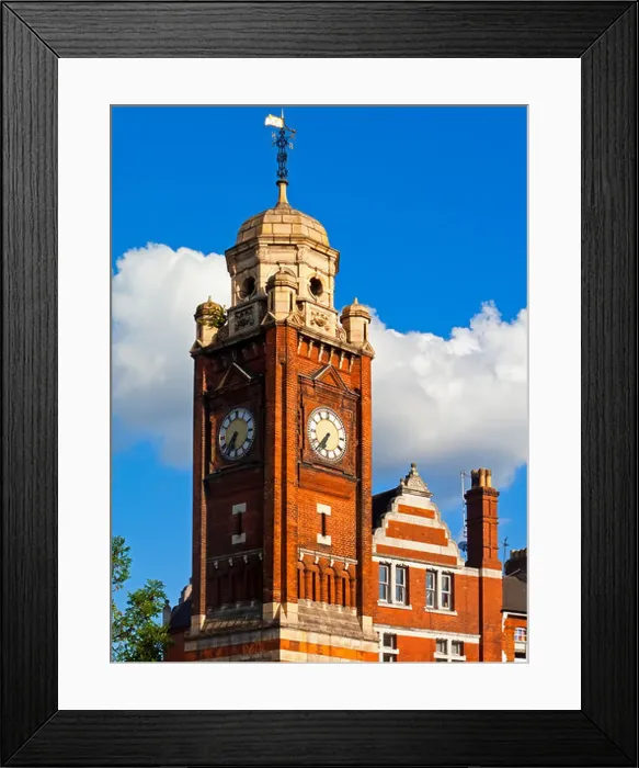 Framed Print : Clock tower in the centre of Crouch End Broadway in Haringey North London built as a memorial to Henry Reader Williams Framed Print : Clock tower in the centre of Crouch End Broadway in Haringey North London built as a memorial to Henry Reader Williams