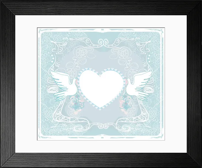 Framed Print : romantic card with love birds - Wedding Invitation Framed Print : romantic card with love birds - Wedding Invitation