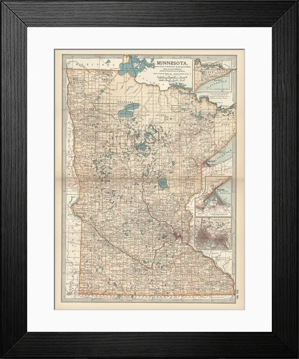 Framed Print : Map of Minnesota