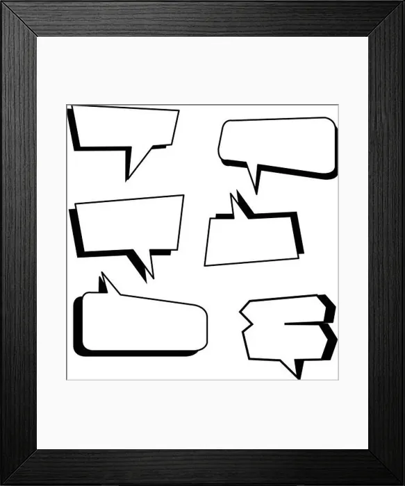Framed Print : Text boxes comic set vector illustration with isolated white background Framed Print : Text boxes comic set vector illustration with isolated white background
