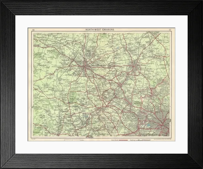 Framed Print : BLACK COUNTRY. NW Birmingham Wolverhampton Walsall West Bromwich Dudley 1954 map Framed Print : BLACK COUNTRY. NW Birmingham Wolverhampton Walsall West Bromwich Dudley 1954 map