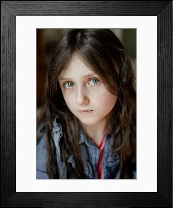 Framed Print : Girl with false vampire teeth Framed Print : Girl with false vampire teeth