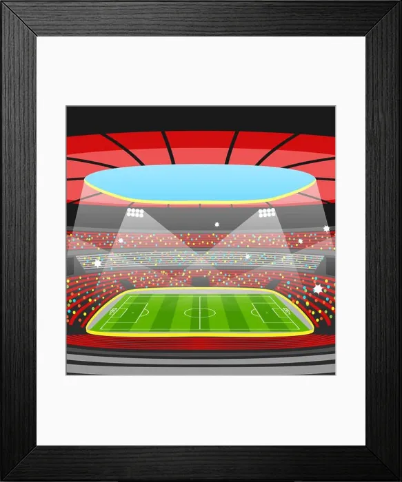 Framed Print : Soccer stadium during sports match. Football arena field Framed Print : Soccer stadium during sports match. Football arena field