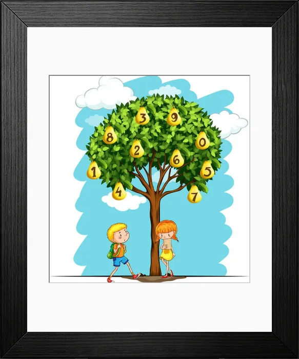 Framed Print : Children and pear tree with numbers Framed Print : Children and pear tree with numbers