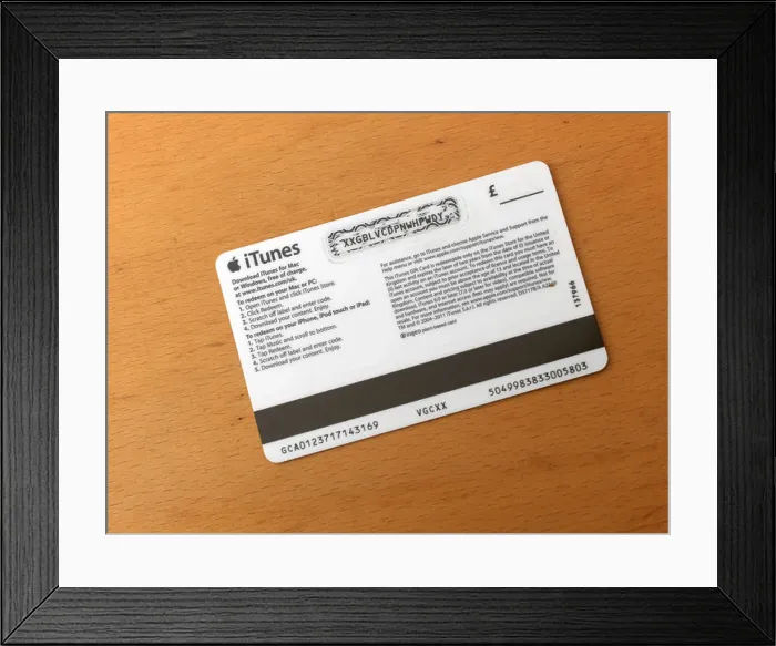 Framed Print : iTunes Gift Card To Download Music On Audio Device Framed Print : iTunes Gift Card To Download Music On Audio Device