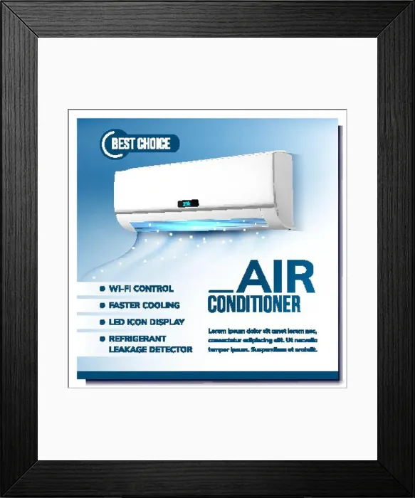 Framed Print : Air Conditioner System Advertising Poster Vector Framed Print : Air Conditioner System Advertising Poster Vector