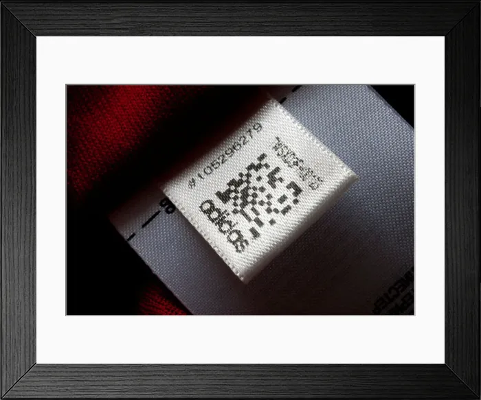 Framed Print : QR code on Adidas clothing Framed Print : QR code on Adidas clothing