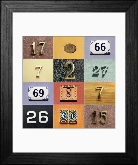 Framed Print : Collection of colorful house numbers Framed Print : Collection of colorful house numbers