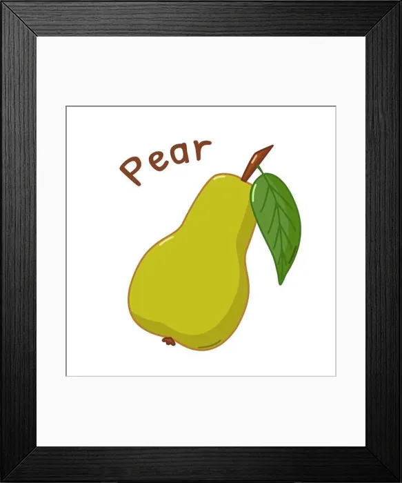 Framed Print : Isolated icon of raw pear with name Framed Print : Isolated icon of raw pear with name