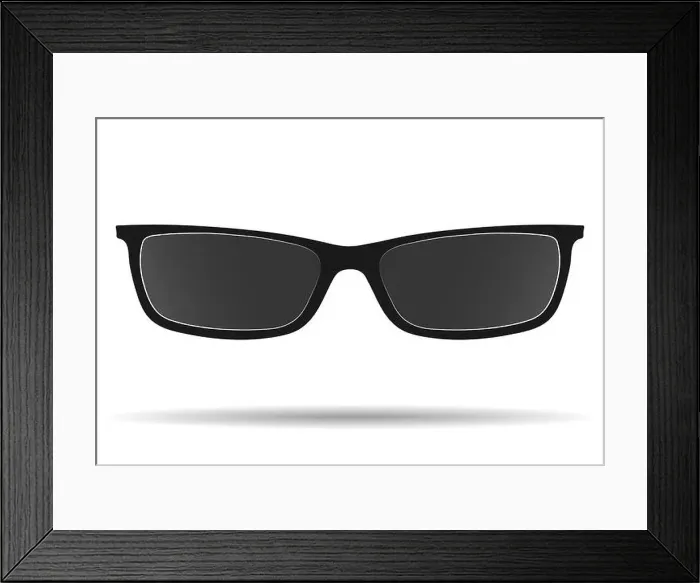 Framed Print : Dark sunglasses with black frames, isolated on a white background Framed Print : Dark sunglasses with black frames, isolated on a white background