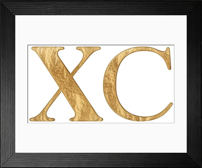 Framed Print : Roman numeral XC, nonaginta, 90, ninety, isolated on white background, 3d render Framed Print : Roman numeral XC, nonaginta, 90, ninety, isolated on white background, 3d render