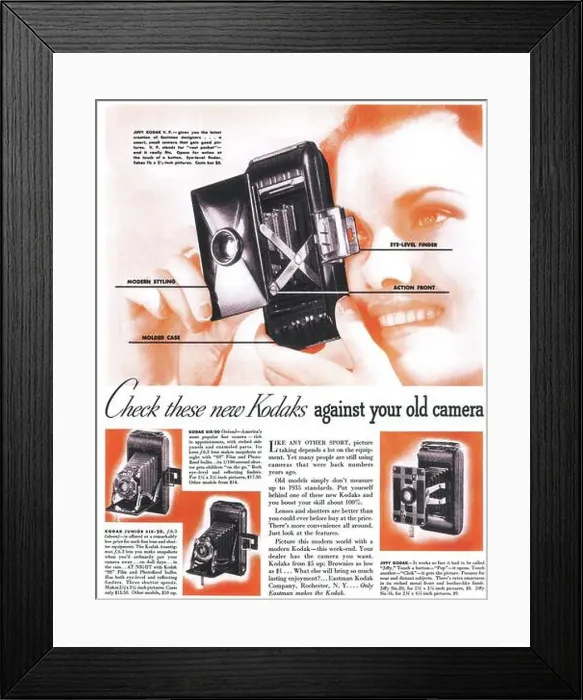 Framed Print : 1935 Kodak Six Cameras Ad Framed Print : 1935 Kodak Six Cameras Ad