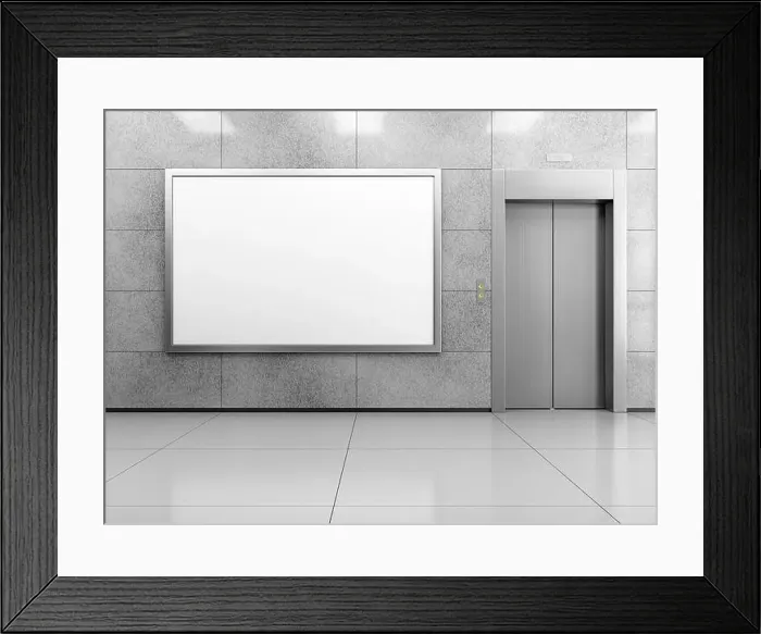Framed Print : Blank horizontal billboard or poster in the elevator hall. 3D illustration of advertising surface Framed Print : Blank horizontal billboard or poster in the elevator hall. 3D illustration of advertising surface