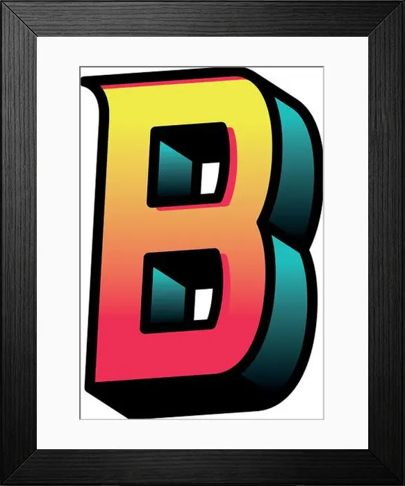 Framed Print : 3d b letter design, lettering typography retro and comic theme Vector illustration Framed Print : 3d b letter design, lettering typography retro and comic theme Vector illustration