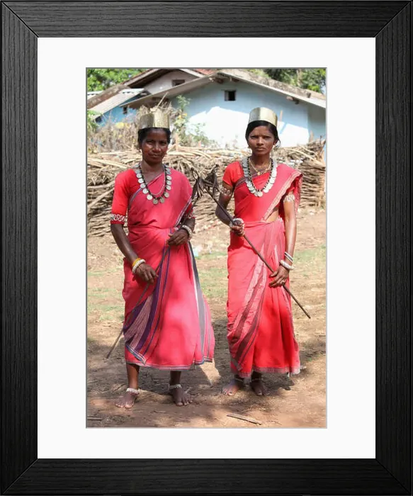 Framed Print : Tribal woman dancers in traditional outfits. Bison Horn Maria tribe, Datalpara, Gamawada, Chattisgadh, India