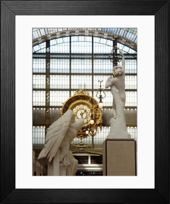 Framed Print : Inside the Musee d'Orsay with the old railway station windows in the background Framed Print : Inside the Musee d'Orsay with the old railway station windows in the background