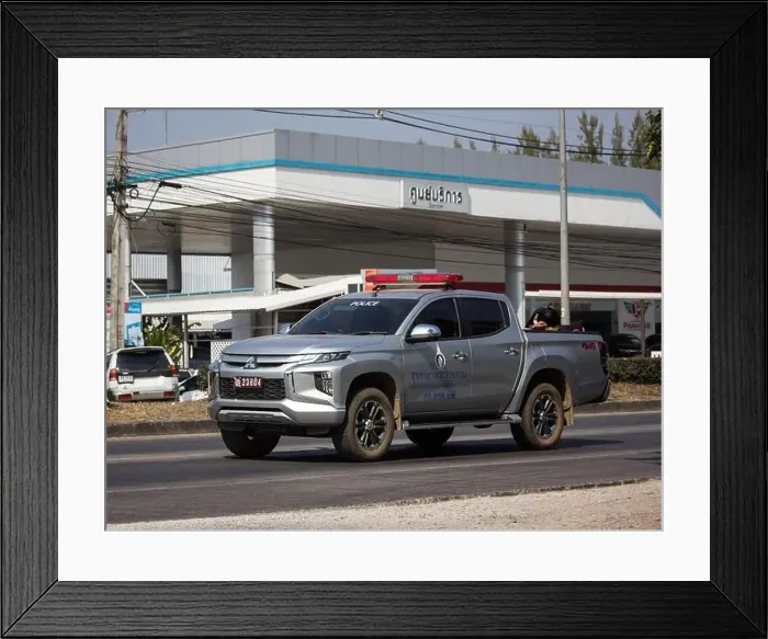 Framed Print : Chiangmai, Thailand - January 17 2020: Mitsubishi Triton Pickup Truck of Royal Thai Police Framed Print : Chiangmai, Thailand - January 17 2020: Mitsubishi Triton Pickup Truck of Royal Thai Police