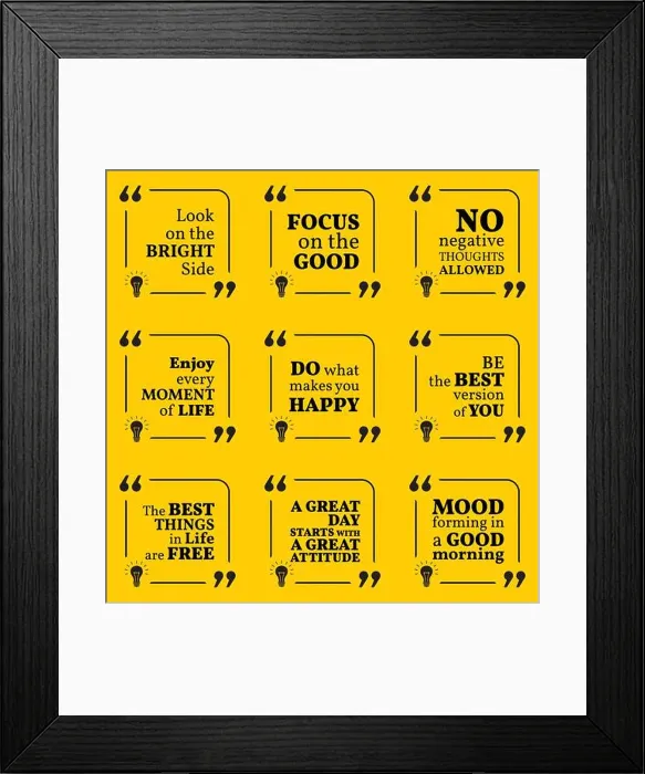 Framed Print : Set of motivational quotes about positive thinking Framed Print : Set of motivational quotes about positive thinking