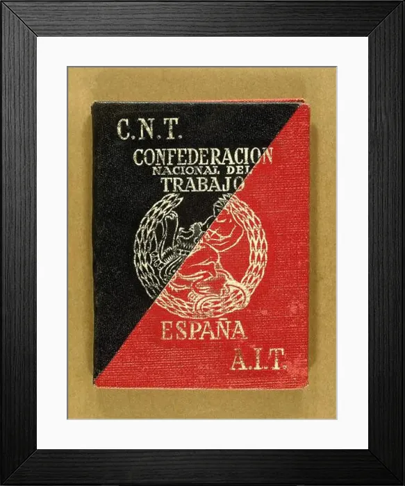 Framed Print : Card of National Confederation Labour (Confederacion Nacional del Trabajo). 1939. Spain Framed Print : Card of National Confederation Labour (Confederacion Nacional del Trabajo). 1939. Spain