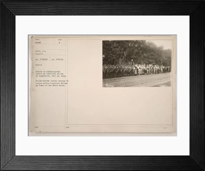 Framed Print : President Wilson reviews Czecho-Slovak troops in Washington on July 18
