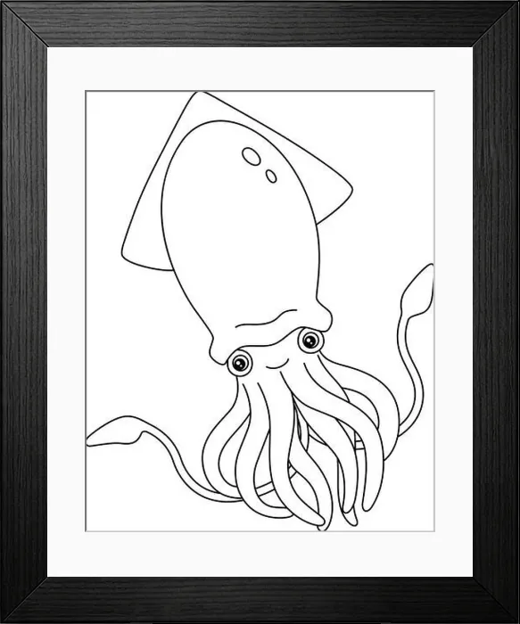 Framed Print : Giant Squid Coloring Page Isolated for Kids Framed Print : Giant Squid Coloring Page Isolated for Kids