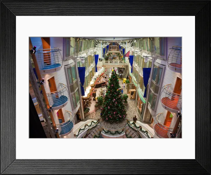 Framed Print : Christmas tree in Royal Promenade deck of Royal Caribbean Navigator of the Seas cruise ship