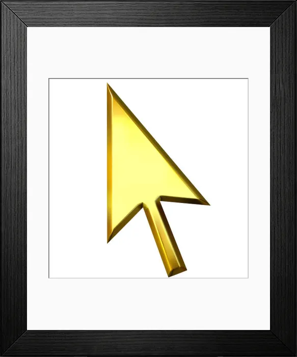 Framed Print : pointer golden click cursor arrow gold mouse isolated graphic reflection Framed Print : pointer golden click cursor arrow gold mouse isolated graphic reflection