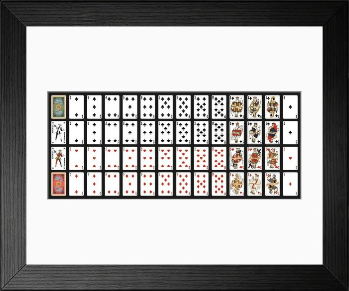 Framed Print : New Charlemagne playing cards, simplified version. Poker set with isolated cards. Poker playing cards, full deck Framed Print : New Charlemagne playing cards, simplified version. Poker set with isolated cards. Poker playing cards, full deck