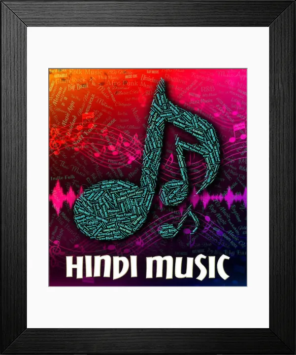Framed Print : Hindi Music Indicating Sound Track And Indian Framed Print : Hindi Music Indicating Sound Track And Indian