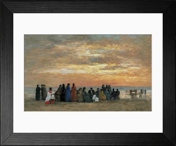 Framed Print : A painting by Eugène Boudin, titled *Les Figures sur la plage* (Figures on the Beach) Framed Print : A painting by Eugène Boudin, titled *Les Figures sur la plage* (Figures on the Beach)
