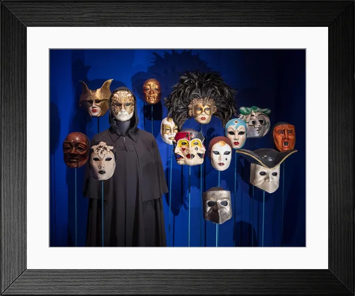 Framed Print : Eyes Wide Shut masks, Stanley Kubrick, The Exhibition, Design Museum, London UK Framed Print : Eyes Wide Shut masks, Stanley Kubrick, The Exhibition, Design Museum, London UK