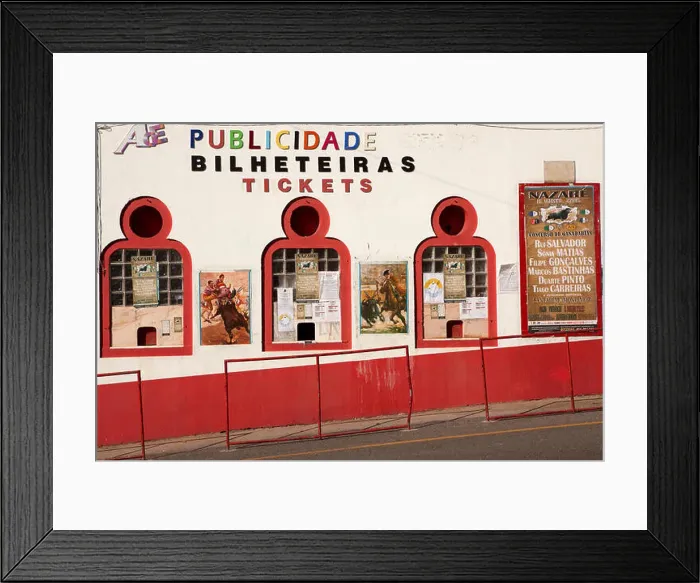 Framed Print : The ticket office at the bull ring in Nazare in Portugal. Bulls are not killed inthe ring during Portugues bull fights Framed Print : The ticket office at the bull ring in Nazare in Portugal. Bulls are not killed inthe ring during Portugues bull fights