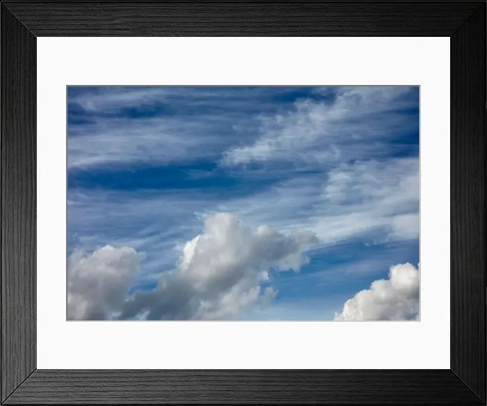 Framed Print : A full outdoor shot of a partly cloudy blue sky. Brussels Framed Print : A full outdoor shot of a partly cloudy blue sky. Brussels